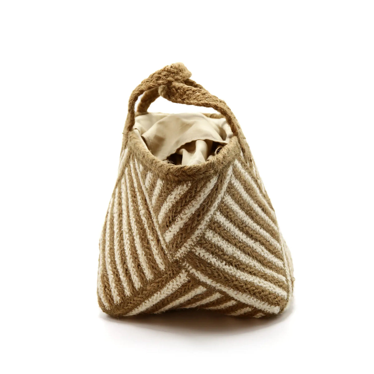 Jute Square small size tote  bag #NA916 'Fish' [GOLD BROWN]