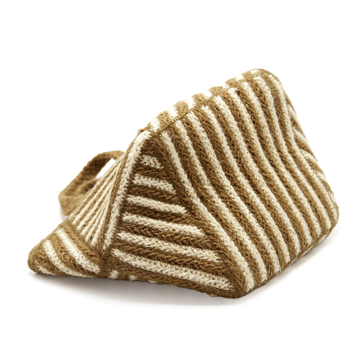 Jute Square small size tote  bag #NA916 'Fish' [GOLD BROWN]