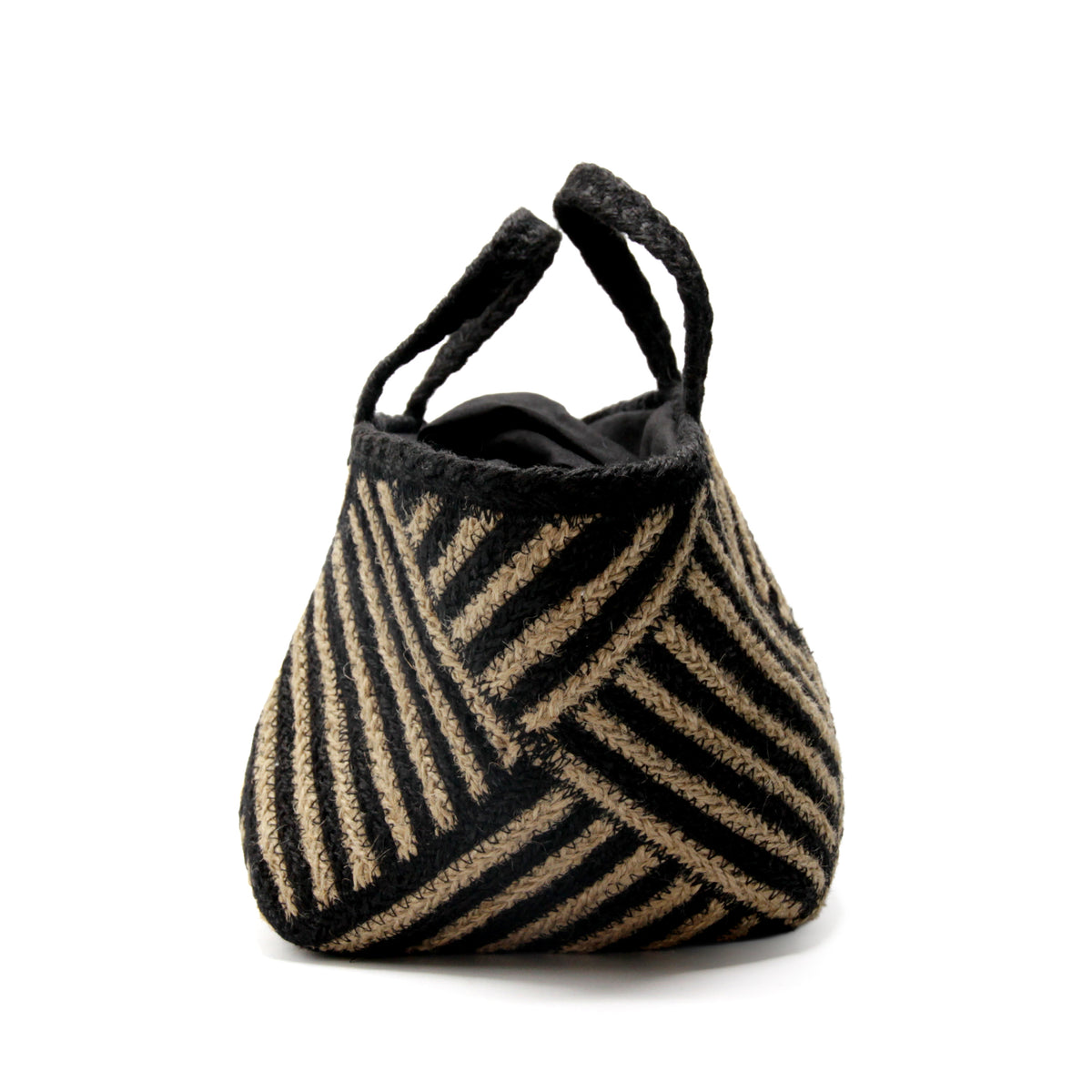 Jute Square small size tote  bag #NA916 'Fish' [BLACK]