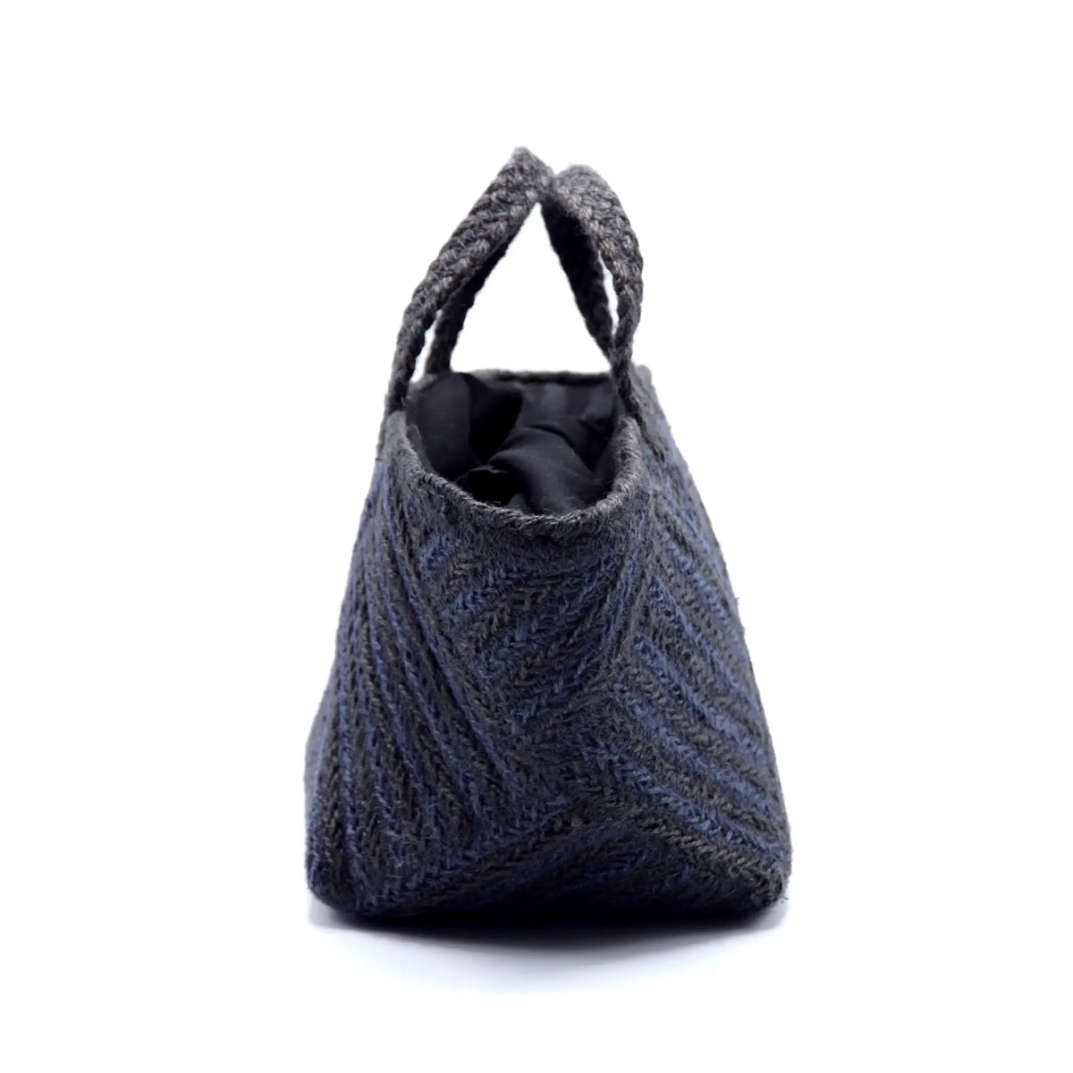Jute Square small size tote  bag #NA916 'Fish' [CHARCOAL]