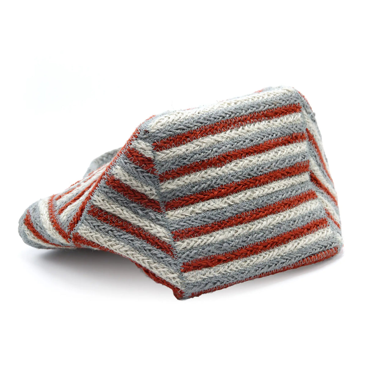 Jute Square small size tote  bag #NA916 'Fish' [GRAY RED]