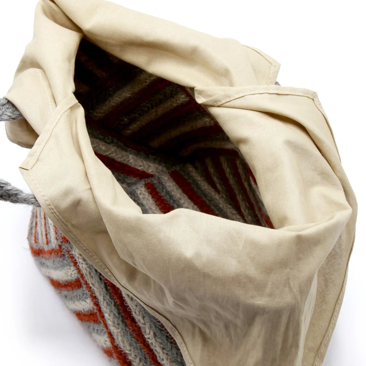 Jute Square small size tote  bag #NA916 'Fish' [GRAY RED]