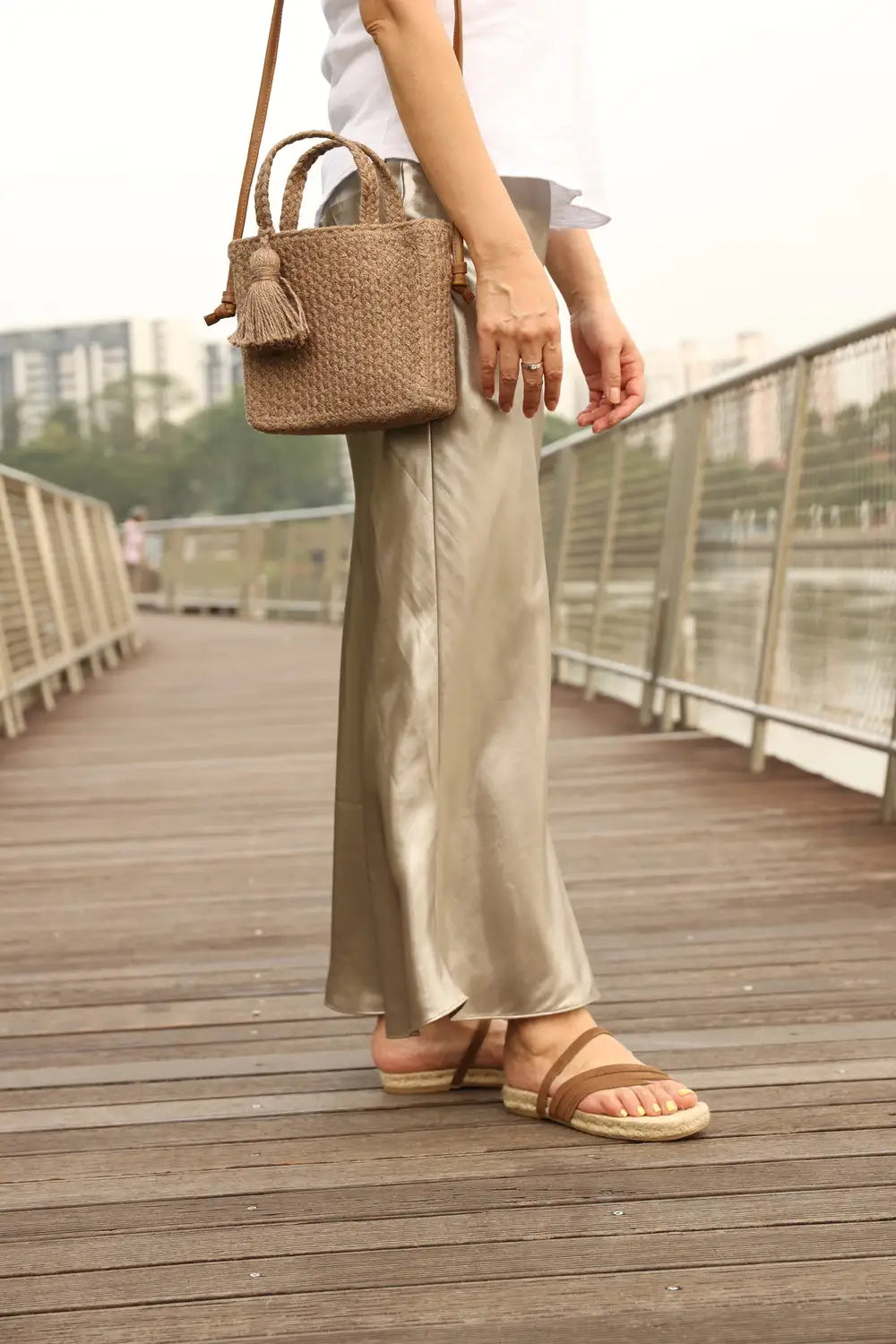 Sandal datar bertali espadrille #NA804 'Tree' [L. GOLD]