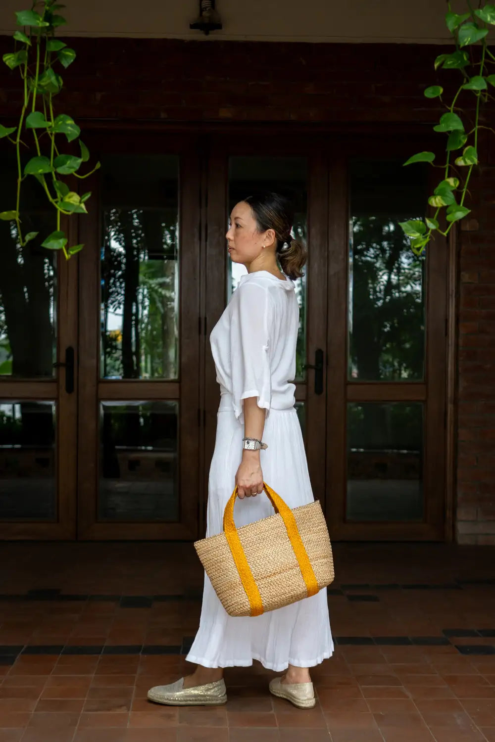 Sepatu slip-on espadrille #NA801 'Star' [GOLD PYTHON]