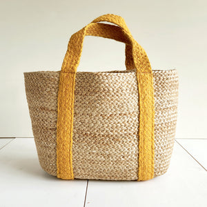 Jute Basket tote bag Small size #NA903 'Flower' [YELLOW]
