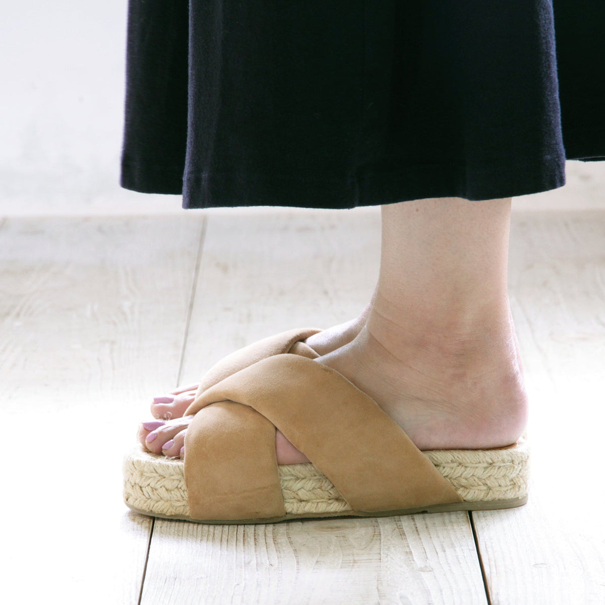 Puffy cross strap platform sandals espadrille #NA805 'Sky' [D. GRAY]