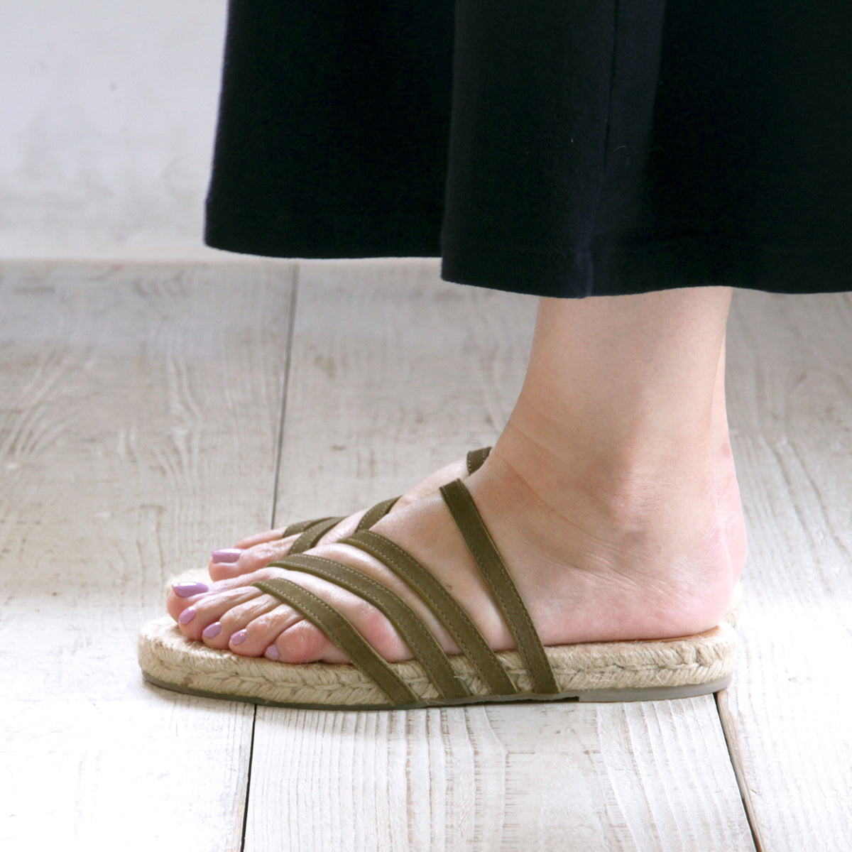 Strappy flat sandals espadrille #NA804 'Tree' [D. GRAY]