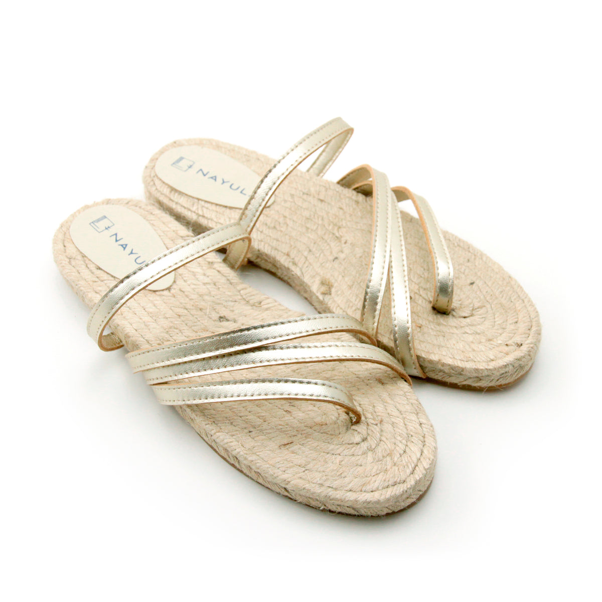 Strappy flat sandals espadrille #NA804 'Tree' [L. GOLD]